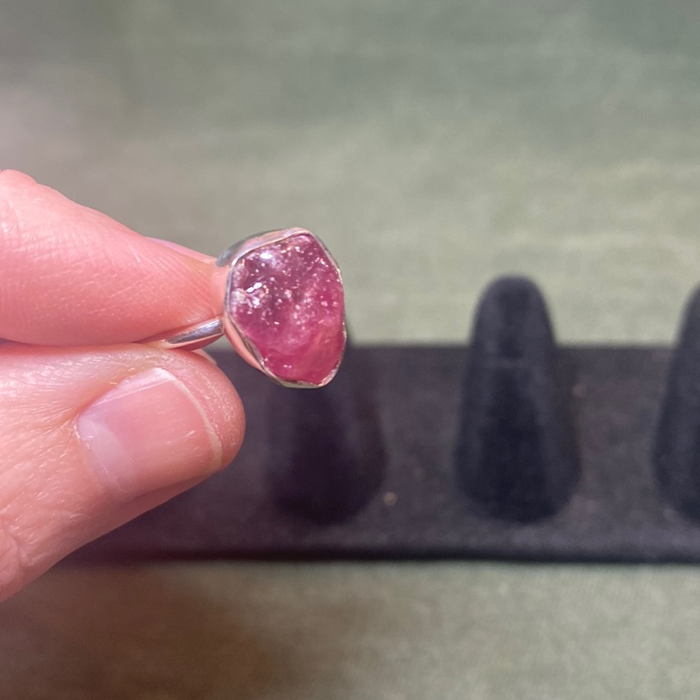 Solid Sterling Silver Raw Ruby Ring - image 3